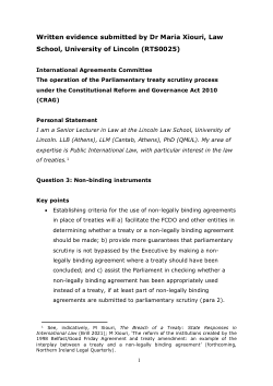 Written Statement House of Lords, parliamentary scrutiny of non-legally binding agreements