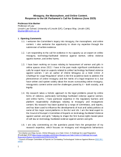 Written evidence from Professor Kim Barker, Professor of Law, University of Lincoln [MIS0082]