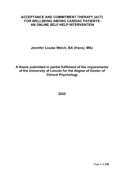 Acceptance and Commitment therapy (ACT) for wellbeing among cardiac patients: an online self-help intervention