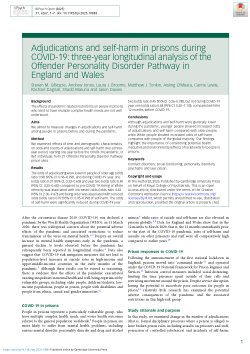 Adjudications and self-harm in prisons during COVID-19: three-year longitudinal analysis of the Offender Personality Disorder Pathway in England and Wales