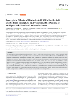 Synergistic Effects of Glutaric Acid With Sorbic Acid and Sodium Bisulphite on Preserving the Quality of Refrigerated Sliced and Minced Salmon