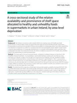 A cross-sectional study of the relative availability and prominence of shelf space allocated to healthy and unhealthy foods in supermarkets in urban Ireland, by area-level deprivation