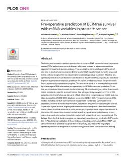 Pre-operative prediction of BCR-free survival with mRNA variables in prostate cancer