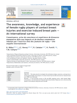 The awareness, knowledge, and experience of female rugby players of contact breast injuries and exercise induced breast pain — An international survey