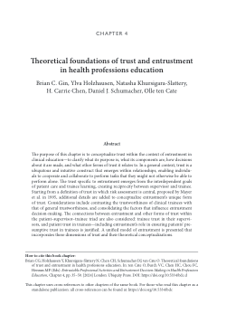 Theoretical foundations of trust and entrustment in health professions education