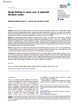 Design thinking in cancer care: A systematic literature review