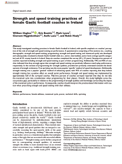 Strength and speed training practices of female Gaelic football coaches in Ireland
