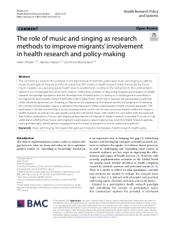 The role of music and singing as research methods to improve migrants’ involvement in health research and policy-making
