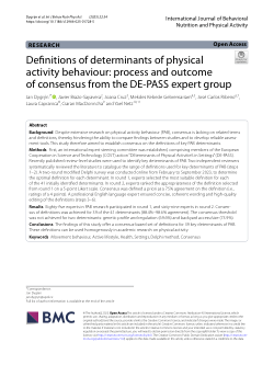 Definitions of determinants of physical activity behaviour: process and outcome of consensus from the DE-PASS expert group