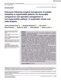 Outcomes following surgical management of patellar instability in hypermobile patients are favourable compared to non‐operative management in non‐hypermobile patients: A systematic review and meta‐analysis