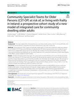 Community Specialist teams for older persons (CST-OP) at risk of, or living with frailty in Ireland: a prospective cohort study of a new model of integrated care for community dwelling older adults