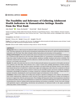 The feasibility and relevance of collecting adolescent health indicators in humanitarian settings: Results from the West Bank