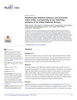 Relationship between tobacco use and body mass index- a propensity score matching analysis of an Indian national survey