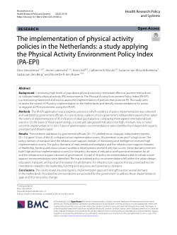 The implementation of physical activity policies in the Netherlands: a study applying the Physical Activity Environment Policy Index (PA-EPI)