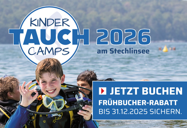 Kinder lernen Tauchen am Stechlinsee