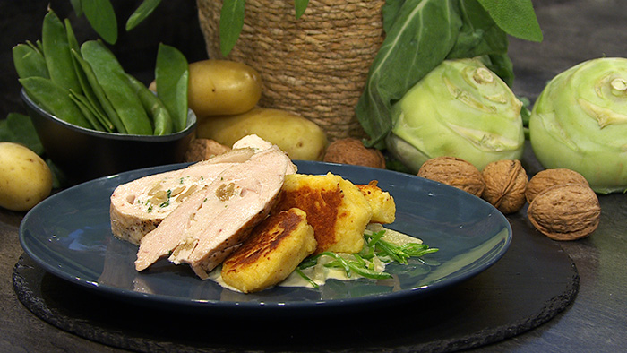 Gefüllte Hendlbrust mit Kohlrabi