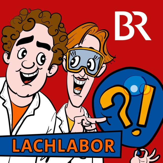 Tina und Mischa als Comicfiguren mit Kittel und Luftballon