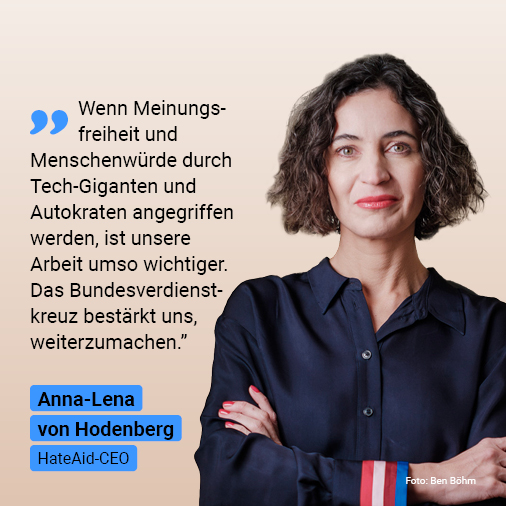 Porträt von HateAid-Geschäftsführerin Anna-Lena von Hodenberg über die Bestärkung durch das Bundesverdienstkreuz