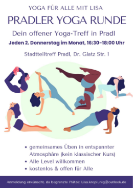 Pradler Yoga Runde, jeden 2. und 4. Donnerstag im Monat, Stadtteiltreff Pradl