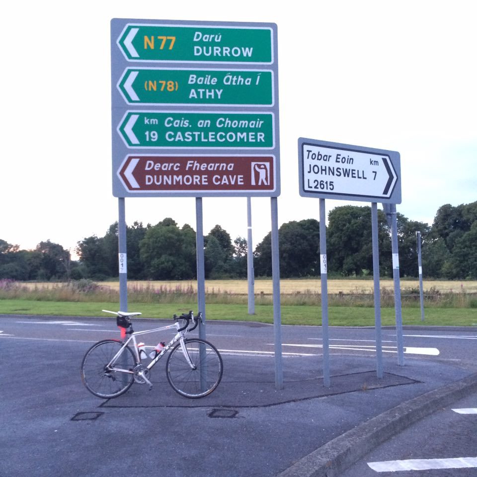 John's bike back the road signs on the Johnswell Road Roundabout