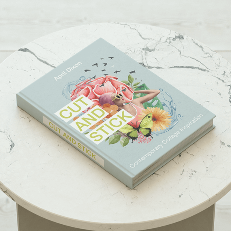 A hardcover book on a round table