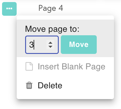 A visual demonstration of how to move pages in a pending order's Artwork tab.