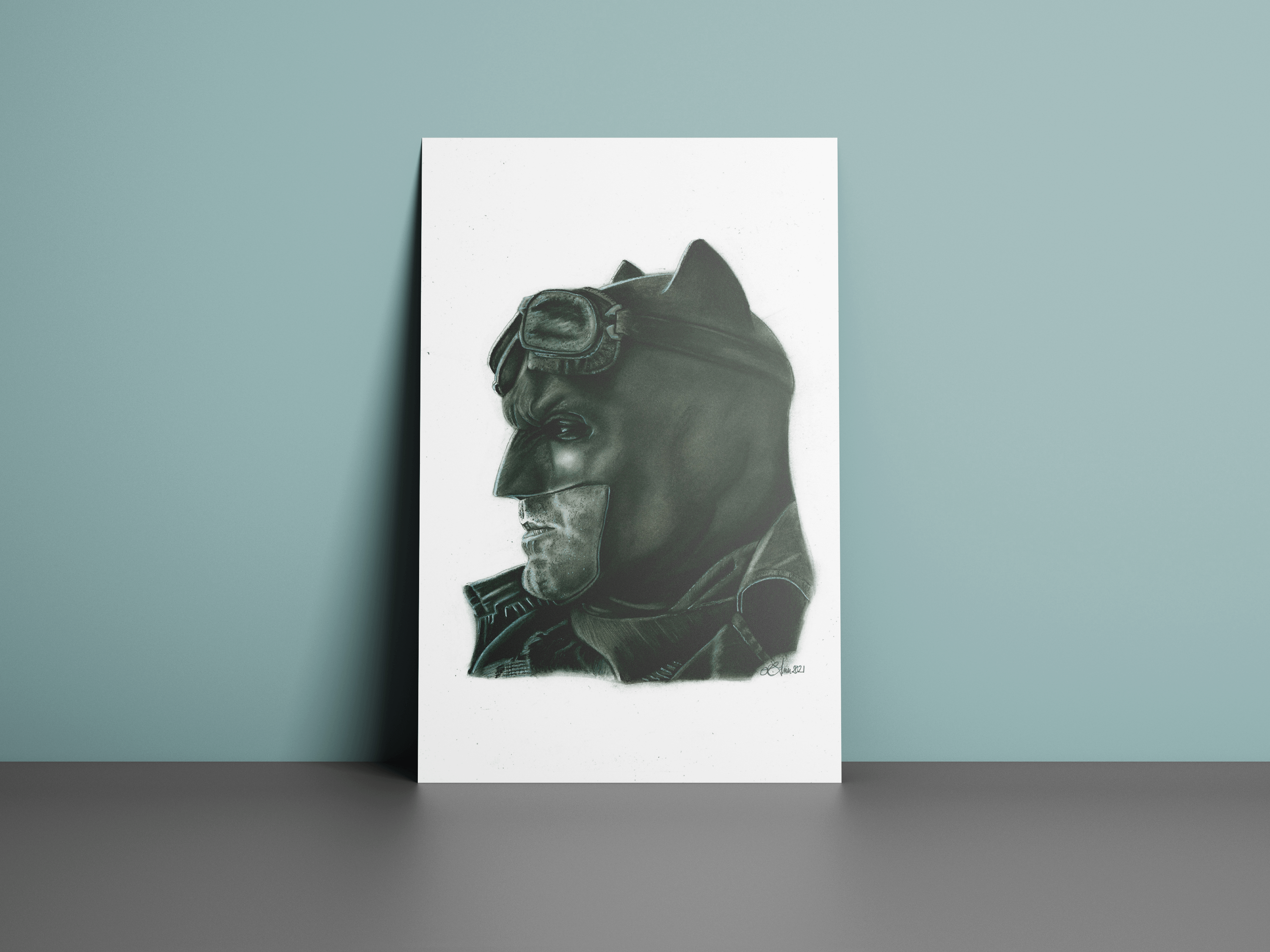 Art print illustration of Batman