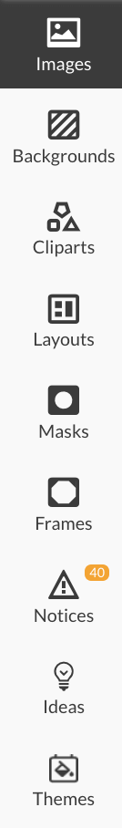 Left-hand toolbar for Photo Book Editor.