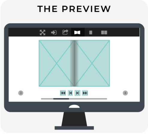 Mixam's virtual preview for printing books online.