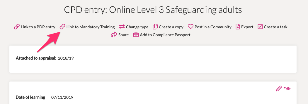 Linking learning to mandatory training