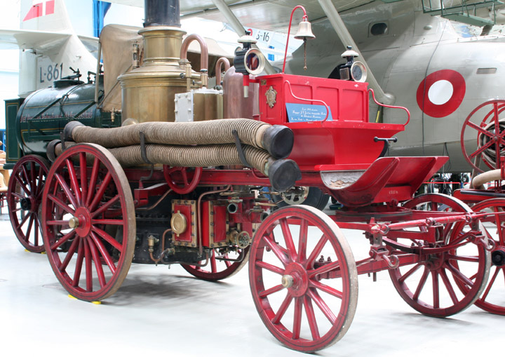 Horse-drawn fire engine from 1888 in Denmark