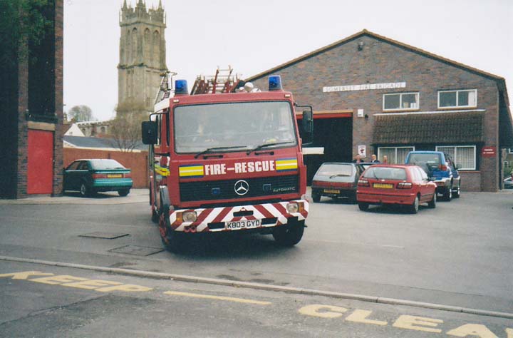 Glastonbury Fire station Mercedes turning out