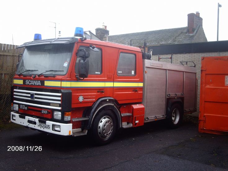 Scania appliance at Muirkirk Fire station