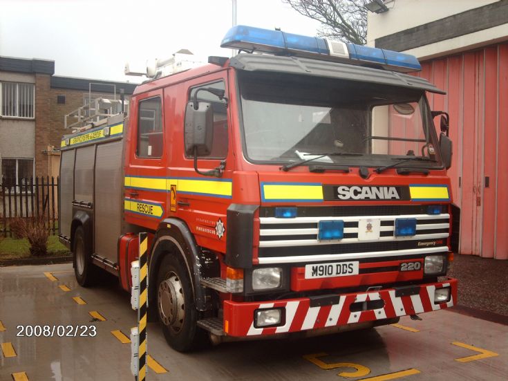 Scania fire appliance at Renfrew fire station