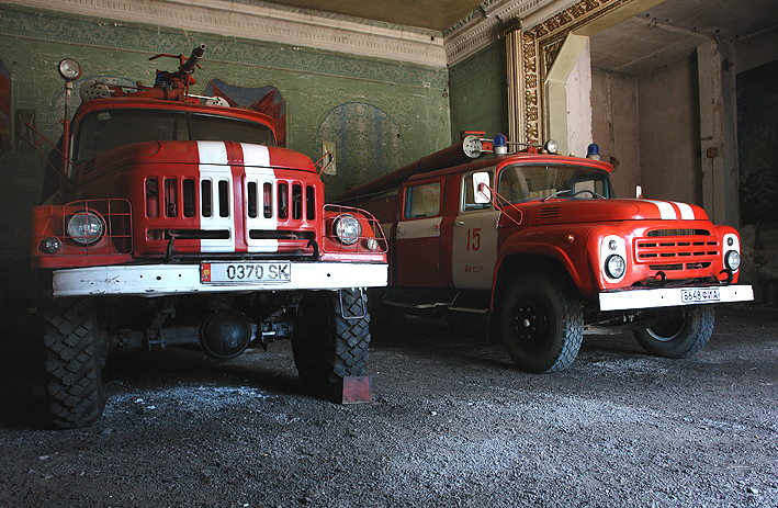 Two ZIL pumpers Fire brigade Kant Kyrgyzstan
