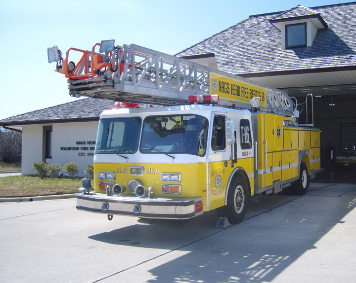 Nags Head Fire-Rescue E-One rear mounted ladder
