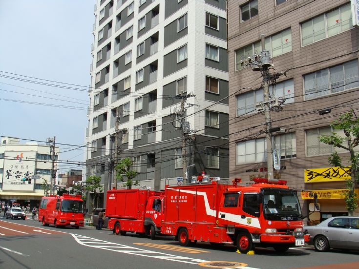 Tokyo Fire briagde in action at Hazmat incident