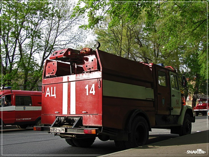 ZiL water tender on fire incident St Petersburg