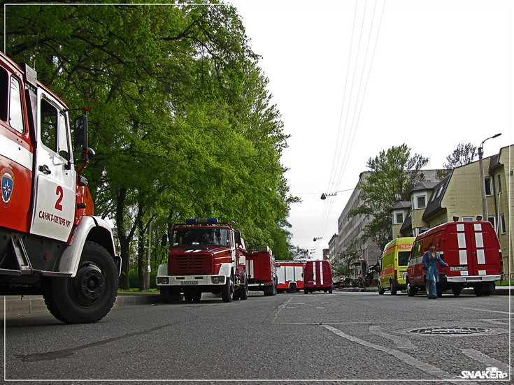 Fire engines at Fire incident St Petersburg