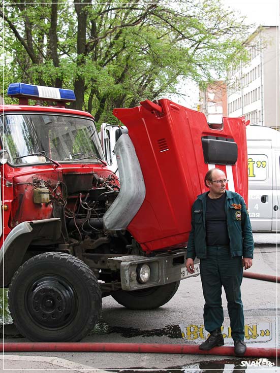 ZiL pumper driver on fire incident