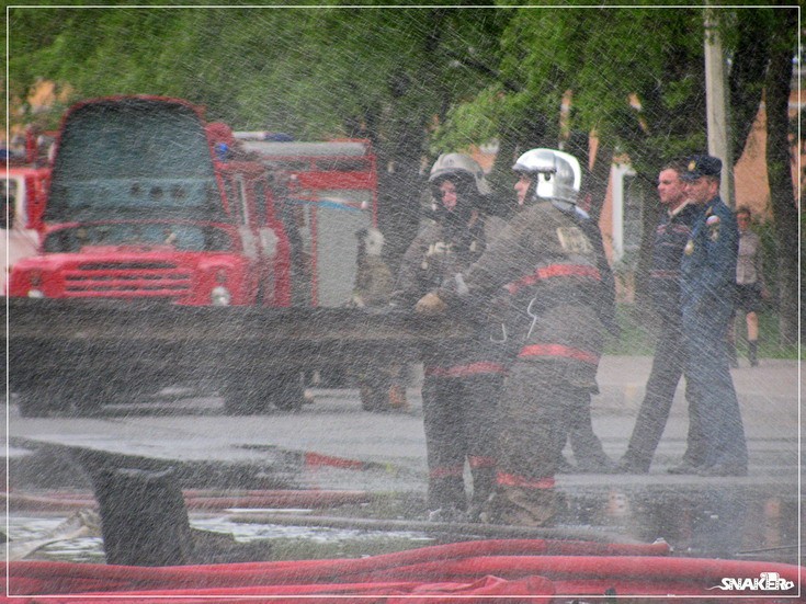 Fire fighters at work St Petersburg Russia
