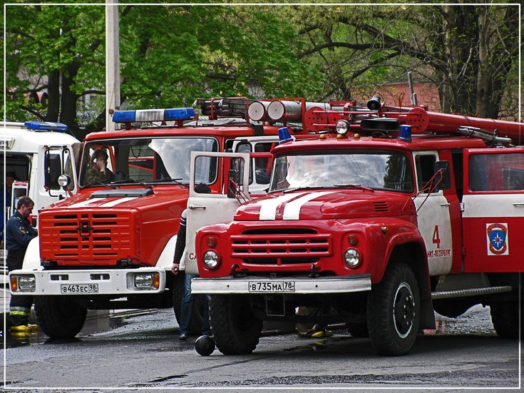 Zil Fire engines at work St Petersburg