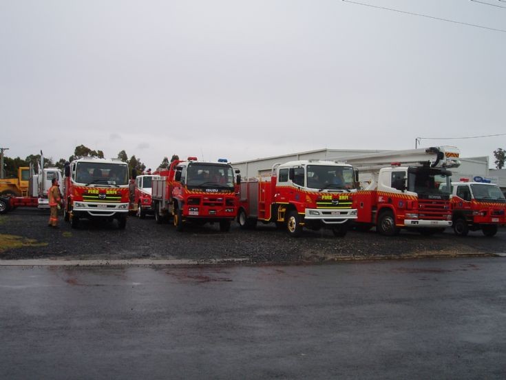 Line up Tasmania Fire engines