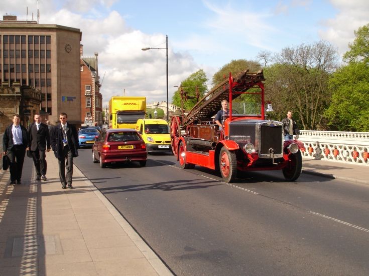 Old timer Fire engine on the bridge