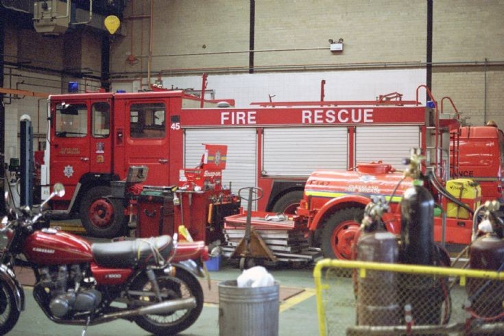 Dennis Fire engine in workshop