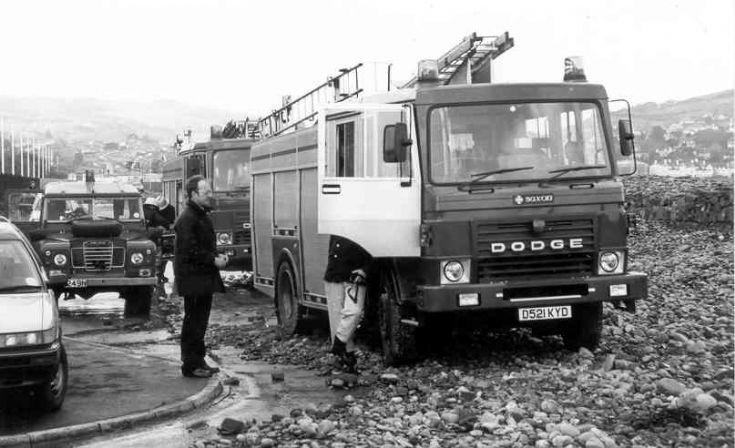 Severe storms at Minehead - Dodge G13's.