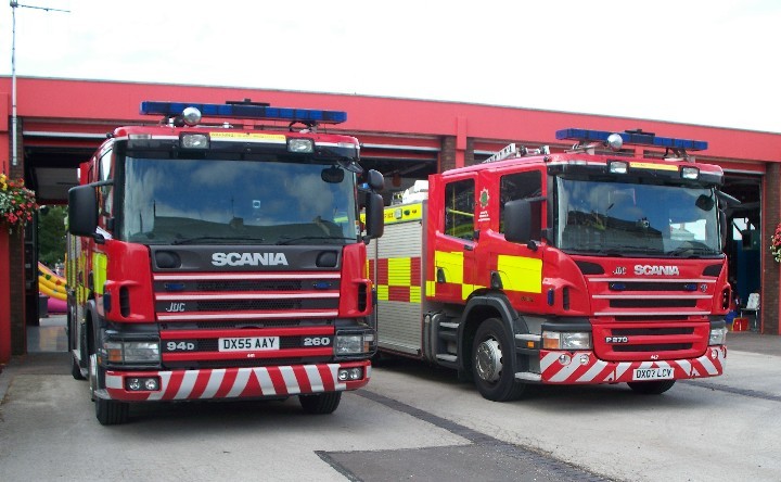 Burton-upon-Trent Fire Station and engines