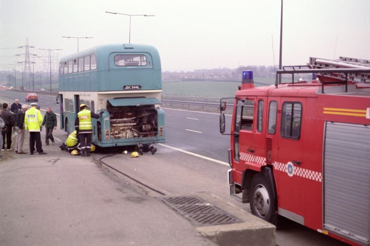 Incident on M62. 1994.West Yorkshire Volvo Fl6.