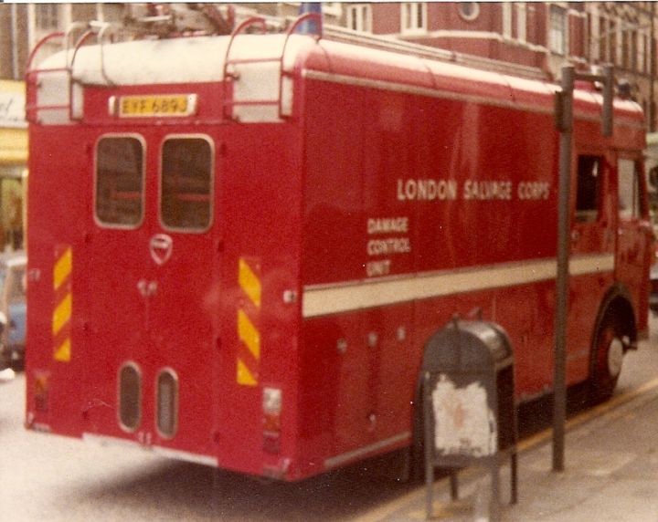 Dennis D London Salvage Corps EYF 689J in 1970s