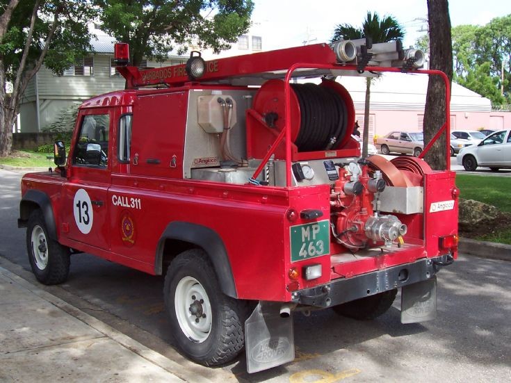 Barbados Fire Service Land Rover back